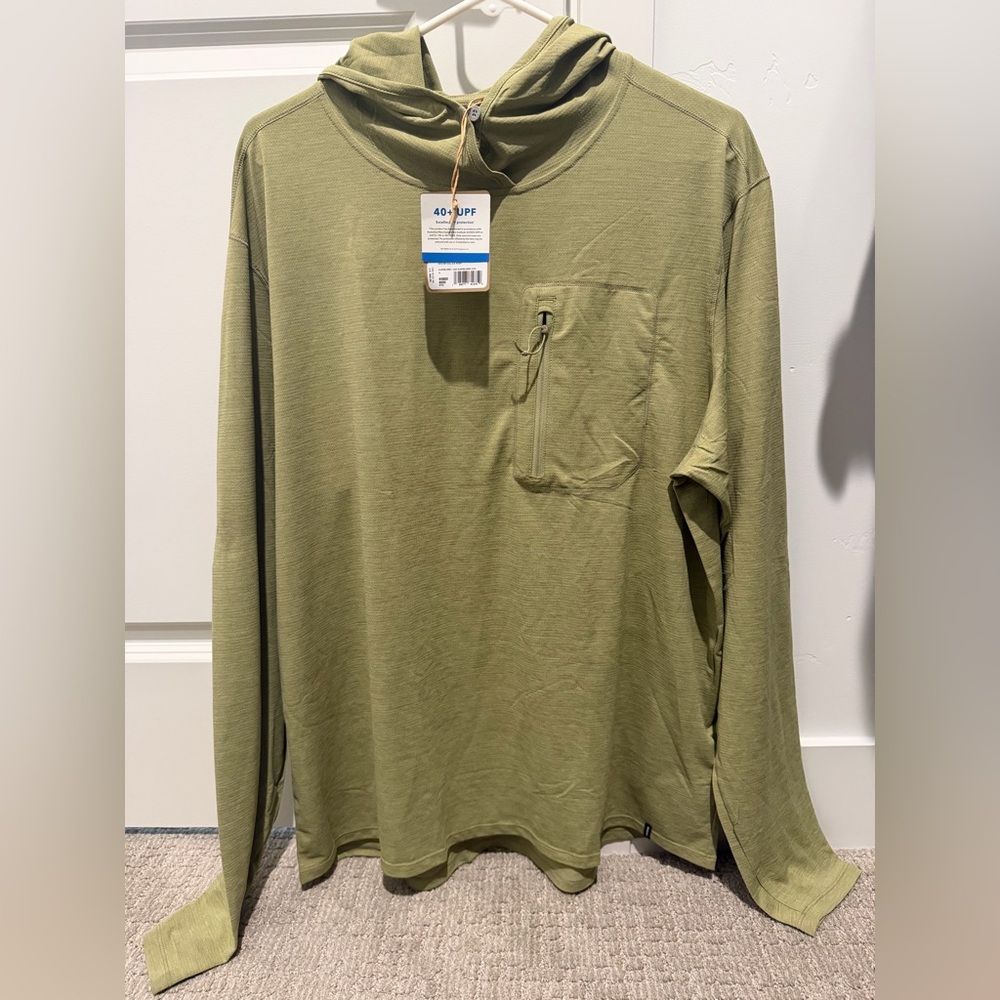 Patagonia Olive Green Long Sleeve Cool Sun Hoodie with Zip Chest Pocket - Picture 2 of 12